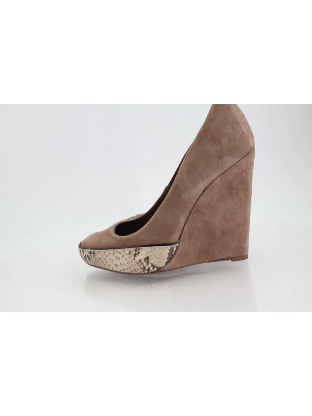 Tory Burch Sandra Pump Women's Size 8 Brown Leather Wedge Heel Platform Phython